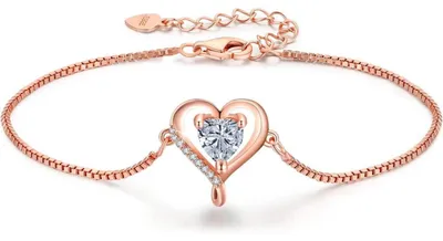 Productafbeelding van Herz armband voor dames, rosé goud, sterling zilver 925, verstelbaar, cadeau