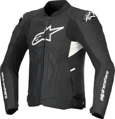 Image de Veste de moto en cuir perforée Alpinestars Dusk Airflow, noir/blanc, taille 60