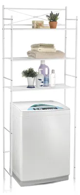 Produktbild von Toilettenregal MARSA mit drei Ablageflächen – Vielseitiges Standregal, WC- und Waschmaschinenregal in Weiß, Perfekt für Waschküche