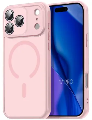 Image de Coque pour iPhone 17 Pro avec Cercle Magnétique Protection Caméra - Hybride Antichoc Rose