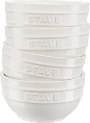 Image de Set of 4 Staub round bowls - 12 cm  Ivory