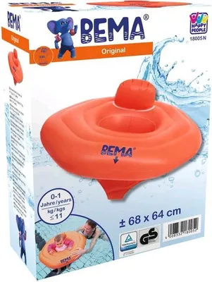 Produktbild von BEMA Baby-Schwimmsitz, orange, 72 x 70 cm, mit vier Luftkammern und zusätzlichen Sicherheitsgurten; 18005