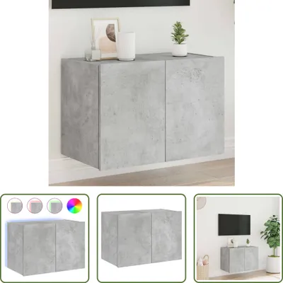 Produktbild von The Living Store TV-Wandschrank mit LED-Leuchten Betongrau 60x35x41 cm