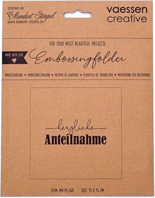 Produktbild von Mundart Stempel - Deutsch Text Prägefolder 15 x15cm "herzliche Anteilnahme"
