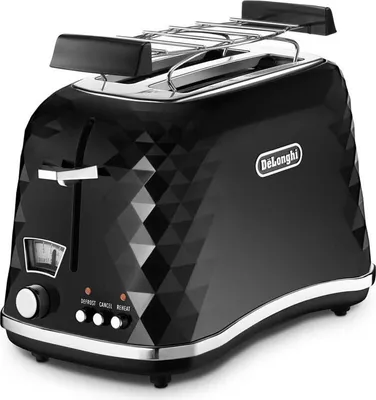 Produktbild von Delonghi CTJ 2103.W/BK/R Toaster, Kunststoffgehäuse, 900 Watt, Stoppfunktion, Auftaufunktion, Brötchenrost