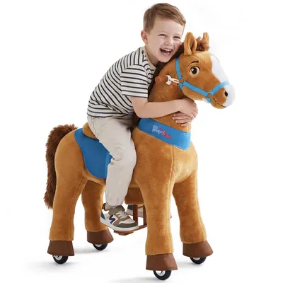 Image de PonyCycle Modèle E Cheval à Monter avec roulettes Cheval à Bascule avec Frein (Brun/Taille 4 pour 4-7 Ans) Cheval Jouet pour Enfant - E437
