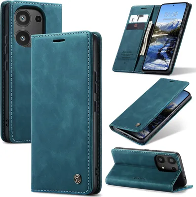 Image de Housse Xiaomi Poco M6 Pro 4G, étui rétro en cuirPolyuréthaneavec fonction de support Housse pour Xiaomi Redmi Note 13 Pro 4G/Poco M6 Pro 4G bleu
