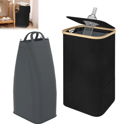 Obrázek produktu pro LARS360 Black Odpadkový koš s víkem Koš na sběr zálohovaných lahví, recyklační koš Odpadkový koš pro efektivní recyklaci a nakládání s odpady
