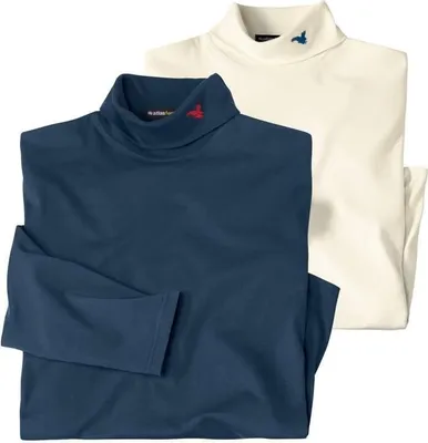 Image de Atlas For Men - T-shirt à col roulé pour homme (lot de 2) AF2082 (XXL) (bleu/blanc)