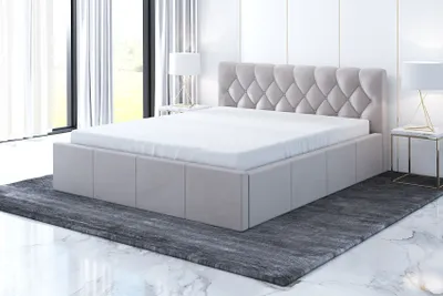 Produktbild von Polsterbett VOG 160 x 200 mit Matratze und Bettkasten. Farbe: Beige
