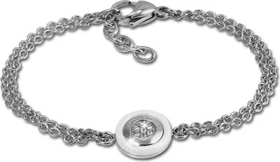 Produktbild von Amello Armband Damen Rund Edelstahl Keramik silber weiß Schmuck D2ESAX31W8