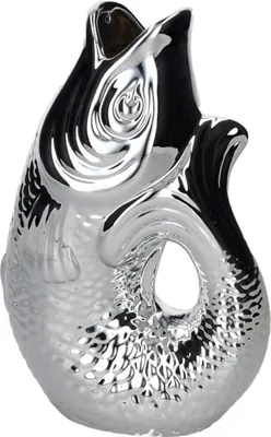 Produktbild von Gift Company Vase Monsieur Carafon S, Dekovase in Fisch-Form, Steingut, Silber, 25.2 cm, 1087403022