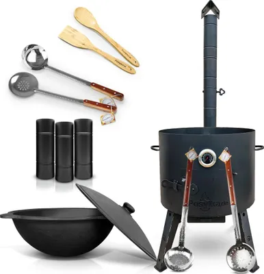 Produktbild von Feuerofen Utschak Ø 49 cm. mit Gusseisen Kazan 22 L Kasan Uchag
