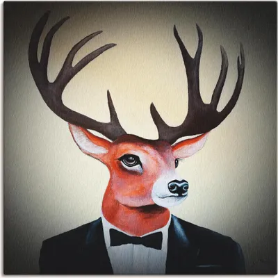 Produktbild von ARTland Leinwandbild Undercover Hirsch Größe: 70x70 cm