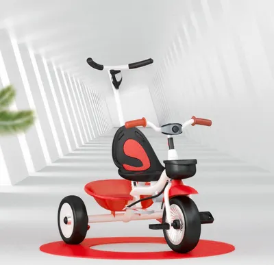 Image de Tricycle enfant guidon siège baquet ceinture de sécurité tricycle enfant vélo ,blanc et rouge