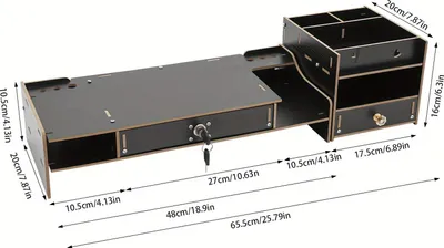 Produktbild von Monitorständer für Computer - Z08-2 - Holz Monitorerhöhung für Schreibtisch - Büro Bildschirmaufsatz - Zur Selbstmontage - Schwarz
