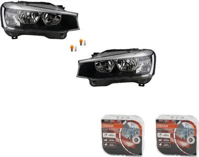 Imagen del producto de Faro delantero + bombilla Osram Night Breaker Laser, compatible con BMW X3 F25, modelo 04/14 en adelante. Juego de piezas con los números LR 63117334077, 7334077, 63117334078, 7334078. Johns