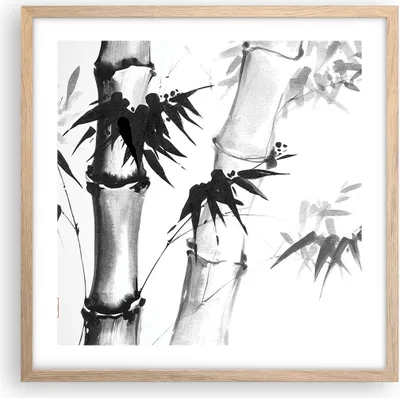 Produktbild von Gerahmtes Poster - Rahmen in heller Eiche - Asiatisch Aquarell Bambus - 50x50 cm - Wand Bild - Wanddeko - Wandbilder - Kunstposter - Wandposter - Bilderrahmen - Bilder - Kunstdruck - P2NAC50x50-4577