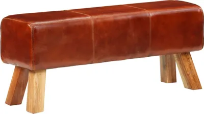 Produktbild von The Living Store Sitzbank Turnbock Braun 110 cm Echtleder und Massivholz Mango