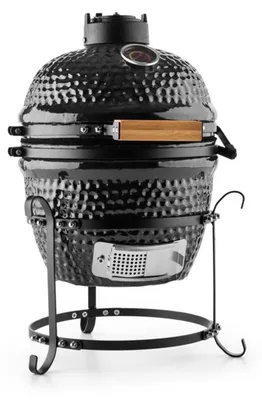 Zdjęcie produktu dla Klarstein Princesize - Grill Kamado, Grill ceramiczny, Grill węglowy, Smoker, z pokrywą, Ceramika, Dobra akumulacja ciepła, Termometr wewnętrzny, Drewniany uchwyt, zdejmowany stelaż, czarny
