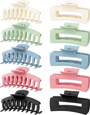 Image de 10 pièces Pinces à cheveux Femme Set, Grandes pinces à cheveux Antidérapantes Accessoires de coiffure