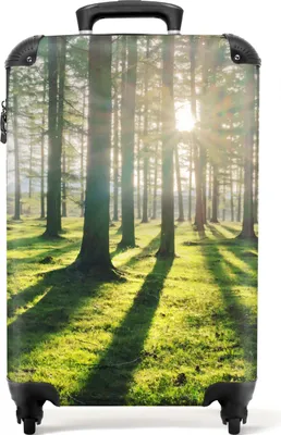 Produktbild von NoBoringSuitcases.com® Koffer Handgepäck Trolley Rollkoffer Kleine Reisekoffer mit 4 Rollen - Bäume - Wald - Sonne - Gras - Natur - Cabin Size < 55x40x23 cm & 55x40x20 cm - Fotokoffer - Kabinenkoffer - BoardgepäckHandgepäck Koffer 55x35x20 cm, 36L,