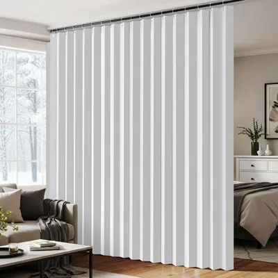 Produktbild von Vorhang Extra Breite Blickdicht Wasserdicht Gardine Raumteiler Türvorhang mit Haken für Wohnzimmer Schlafzimmer, B254xH213cm, Weiß
