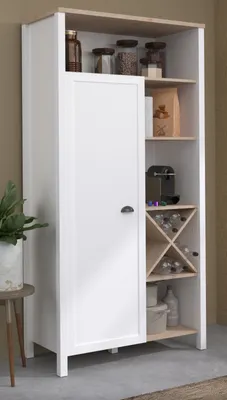 Produktbild von Parisot Buffet Ashly Buffetschrank weiß und Eiche 95 x 185 cm mit Flaschenregal