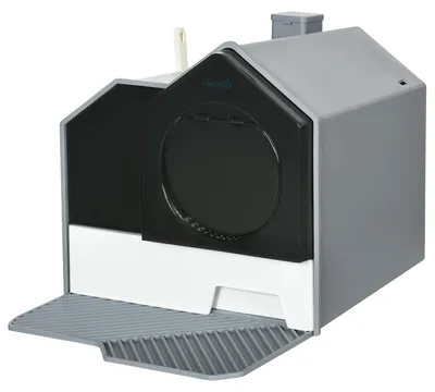 Produktbild von Katzentoilette, geschlossene Schale mit herausnehmbarem Boden, Schaufel und Geruchsfilter, 47 x 45 x 42 cm, grau
