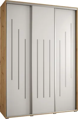 Produktbild von MEBLE KRYSPOL Cannes 8 Schrank mit 3 Schiebetüren - 205,2x200x45 cm - Artisan Weiß Silber