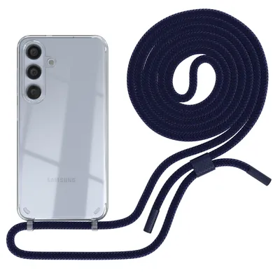Produktbild von EAZY CASE Handykette für Samsung Galaxy S24, Clear Case aus Silikon, mit Umhängeband, abnehmbare Endstücke, Handyband in Blau