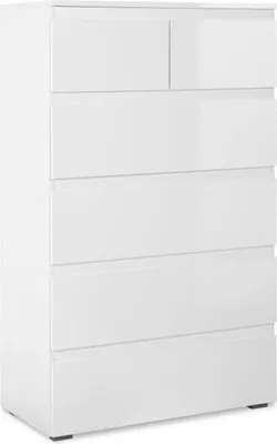 Image de Commode CAPETOWN - blanc brillant - 6 tiroirs - 80 x 131,5 x 40 cm