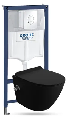 Produktbild von LAVITA WC-Set SALTOBLACK GROHE Solido spülrandlos Silber rund