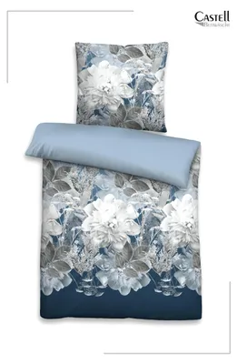 Produktbild von Castell Thermo-Fleece Bettwäsche Blume groß 135x200 cm - eisblau