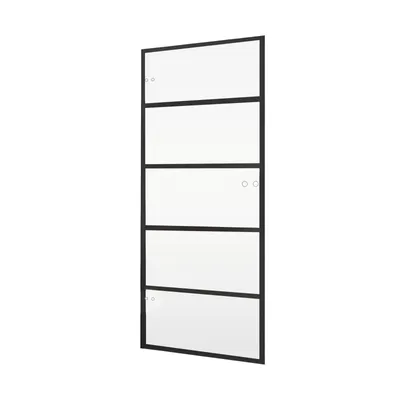 Türblatt aus Glas mit schwarzen 5 Felder Dekor