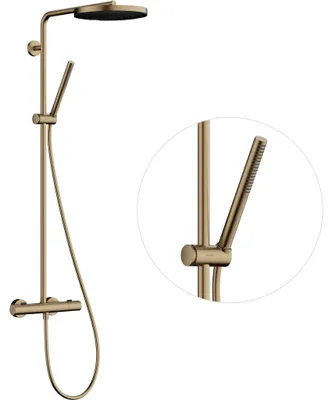Duschsystem mit Thermostat, Regendusche ⌀ 260 mm, gebürstetes Bronze