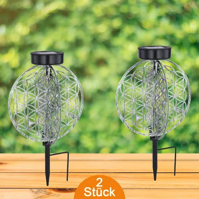Produktbild von Solarleuchte Garten 2er Set Scheibe 20cm Solarlampe Außen Außenleuchte Solar