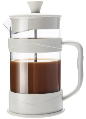 Produktbild von French Press Kaffeebereiter - Aus hitzebeständigem Borosilikatglas - Zur Kaffeezubereitung - 350ml Weiß