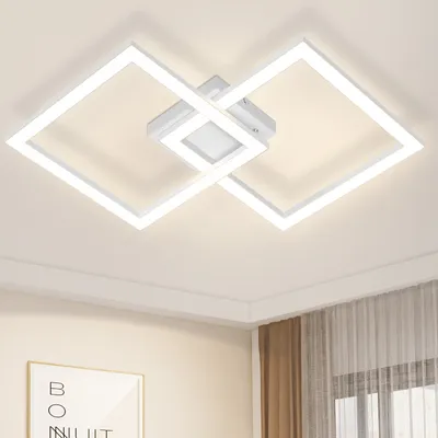 Produktbild von ZMH LED Deckenleuchte Deckenlampe Wohnzimmer Schlafzimmerlampe Weiß Wohnzimmerlampe Modern Küchenlampe 24W 3000K Warmweiß Flurlampe Eckig Deckenbeleuchtung für Schlafzimmer Küche Flur