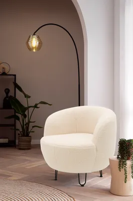 Produktbild von DOMO Collection Sessel Denver, ovaler Polstersessel, Loungesessel, bodenfreies Design, Relaxsessel, 72 x 76 x 72 cm (BxTxH), creme