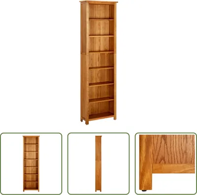 Produktbild von The Living Store Bücherregal 7 Fächer 60x22x200 cm Massivholz Eiche