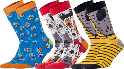 Produktbild von Biggdesign Damen Socken Set, lustige Damensocken für jeden Anlass, extrem weich, Baumwolle, Kuschelsocken mit verschiedenen Mustern, Größe 36-40, 3er Pack