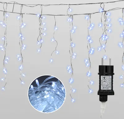 Zdjęcie produktu dla Jiubiaz 400 LED sopel dekoracja Boże Narodzenie okno wróżki światła na zewnątrz, zimna biel