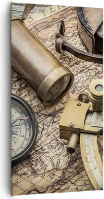 Produktbild von Bild auf Leinwand - Leinwandbild - Kompass Kompass Karte - 65x120cm - Wand Bild - Wanddeko - Leinwanddruck - Bilder - Kunstdruck - Wanddekoration - Leinwand bilder - Wandkunst - PA65x120-3730