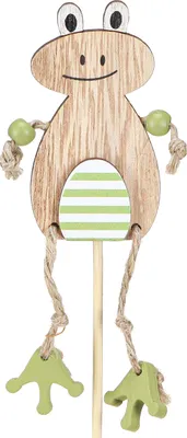 Produktbild von Holz Blumenstecker Frosch Ostern Natur Grün 3,5x7cm 12 St