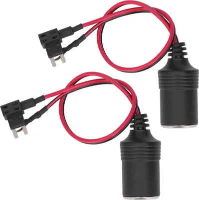 Image de 2 prises allume-cigare, CC 12-24 V, 8 A, longueur 30 cm, fiche allume-cigare pour voiture, moto, bateau