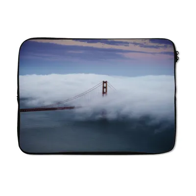 Produktbild von MuchoWow® Laptop Hülle 13 Zoll Golden Gate Bridge von Wolkenvorhang getroffen Laptoptasche - Laptophülle - Sleeve - Rundumschutz