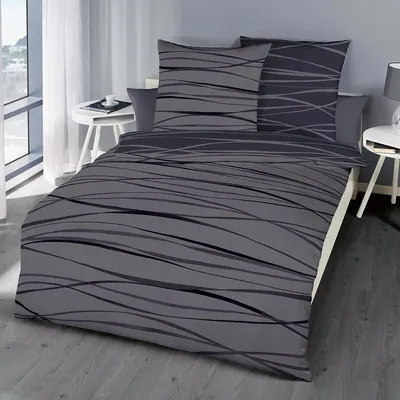 Produktbild von Traumschlaf Biber Bettwäsche Motion zinn 200x200 cm + 2x 80x80 cm