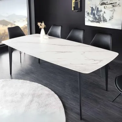 Produktbild von Eleganter Esstisch VENEZIA 160cm weiss-schwarz Marmor-Optik Keramik