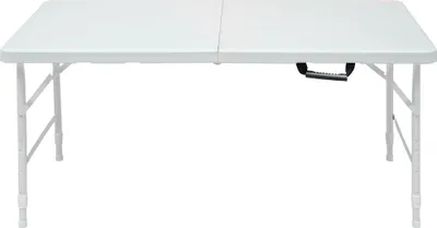 Zdjęcie produktu dla Stół rekreacyjny składany i z regulacją wysokości 125 cm, stal nierdzewna, kolor biały